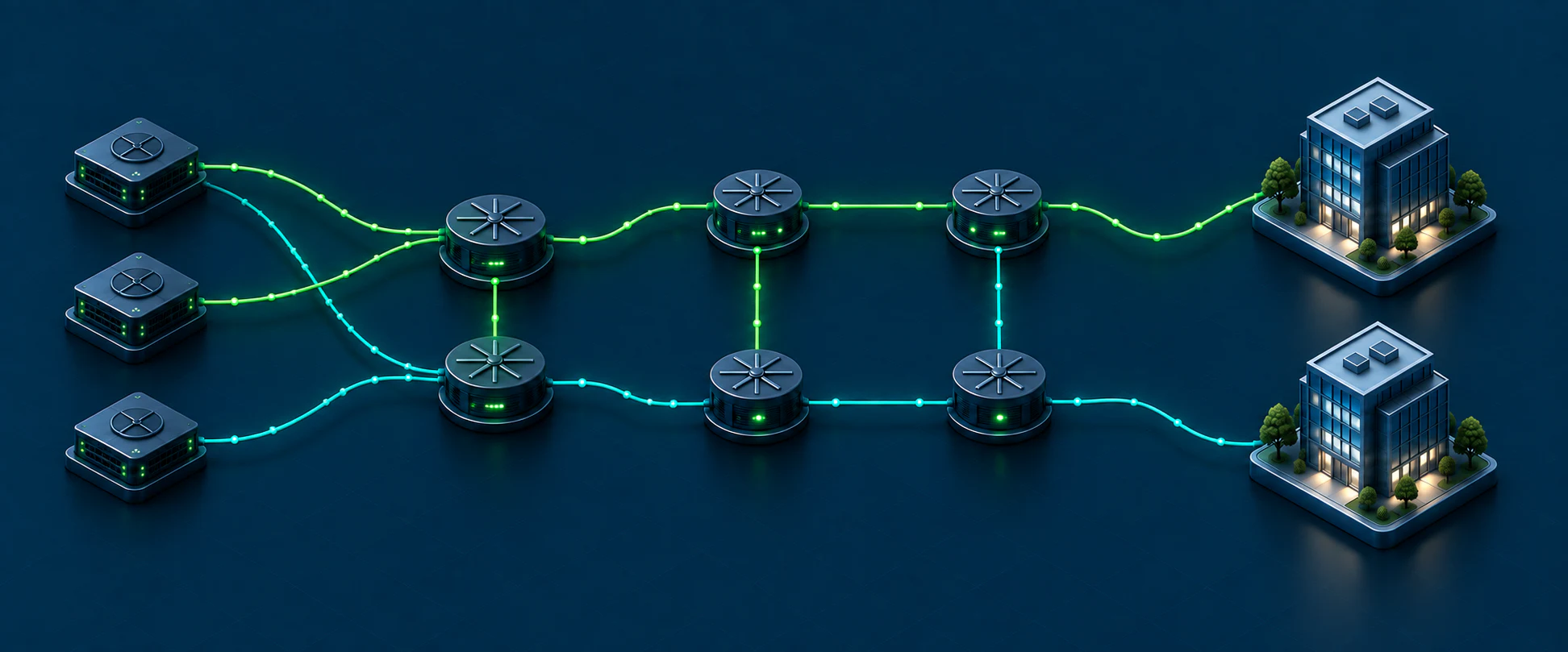 Ilustração de uma rede multihomed com borda BGP, núcleo OSPF e dois pontos de presença